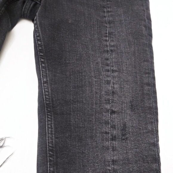 ZARA Woman Distressed Raw Step Hem Jeans Front Seam Stretch Black / Gray Sz 6 - Picture 6 of 10